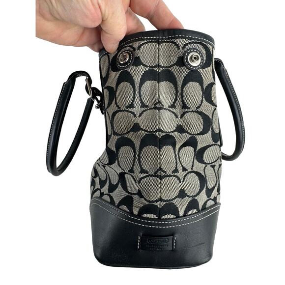 Y2K Era Coach Shoulder Bag Iconic Black and Gray Monogram Print Purse - Picture 11 of 16